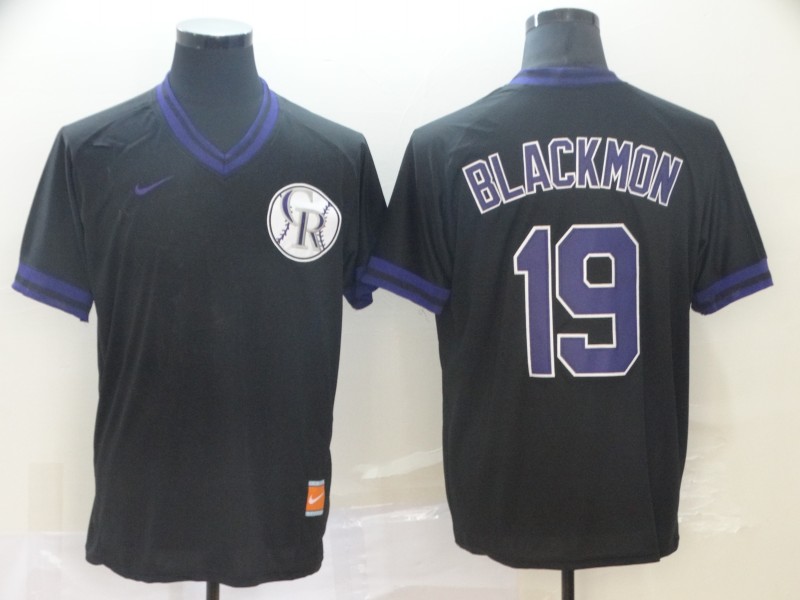 Personalized Rockies 19 Charlie Blackmon Black Throwback Jersey