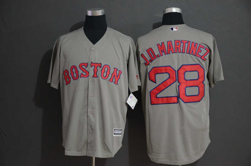 Personalized Red Sox 28 J.D. Martinez Gray Cool Base Jersey