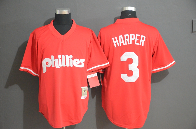 Personalized Phillies 3 Bryce Harper Red Throwback Jersey