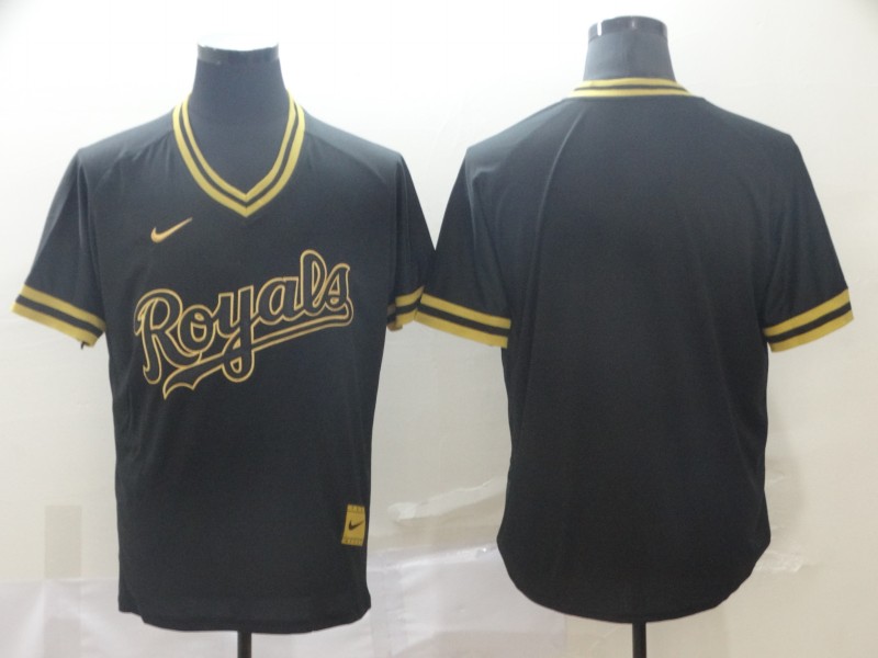 Personalized Dodgers Blank Black Gold Cooperstown Collection Legend V Neck Jersey