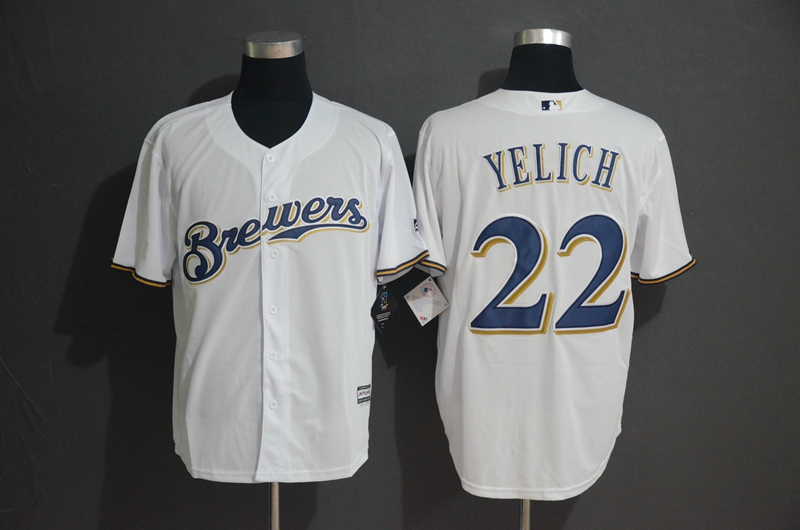 Personalized Brewers 22 Christian Yelich White Cool Base Jersey