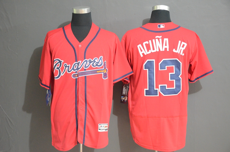 Personalized Braves 13 Ronald Acuna Jr. Red Flexbase Jersey
