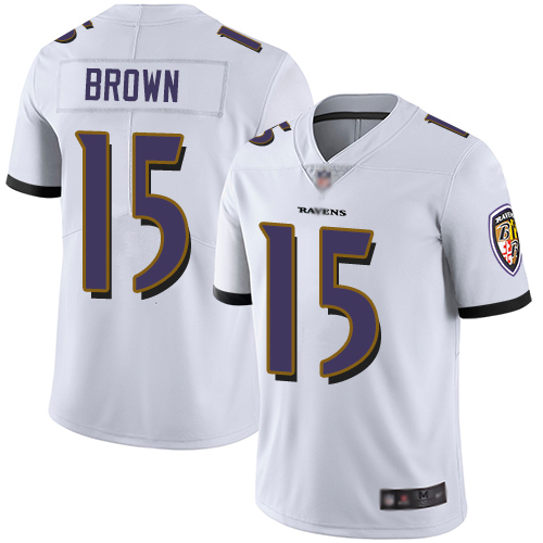 Personalized Ravens #15 Marquise Brown White Youth Stitched Football Untouchable Limited Jersey