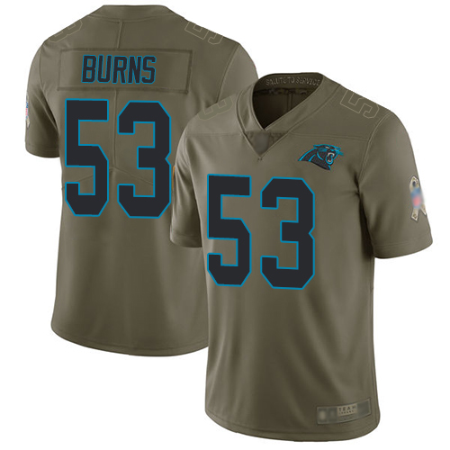 Personalized Panthers #53 Brian Burns Olive Youth Stitched Football Limited 2017 Salute to Service Jersey