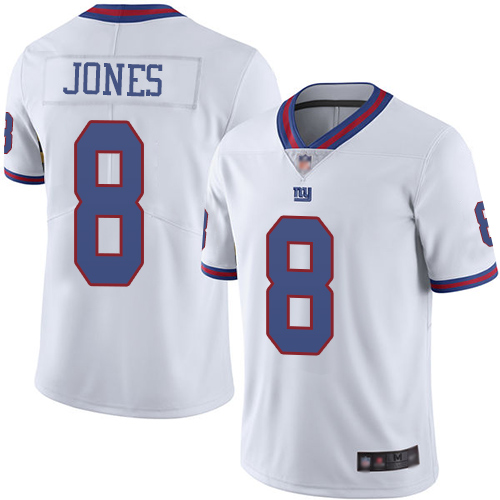 Personalized Giants #8 Daniel Jones White Youth Stitched Football Limited Rush Jersey