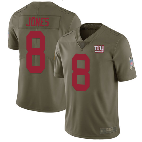 Personalized Giants #8 Daniel Jones Olive Youth Stitched Football Limited 2017 Salute to Service Jersey