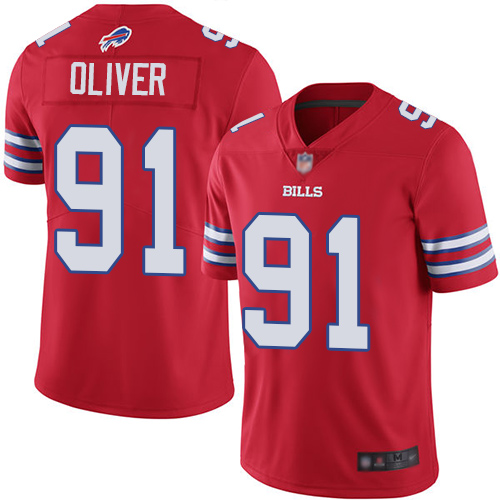 Personalized Bills #91 Ed Oliver Red Youth Stitched Football Limited Rush Jersey