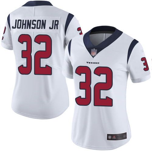 Personalized Texans #32 Lonnie Johnson Jr. White Women’s Stitched Football Untouchable Limited Jersey