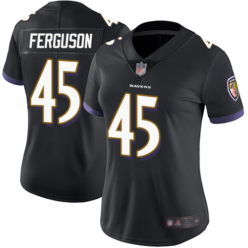 Personalized Ravens #45 Jaylon Ferguson Black Alternate Women’s Stitched Football Untouchable Limited Jersey