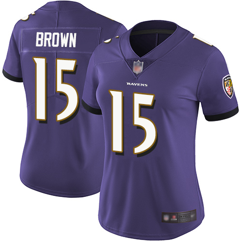 Personalized Ravens #15 Marquise Brown Purple Team Color Women’s Stitched Football Untouchable Limited Jersey