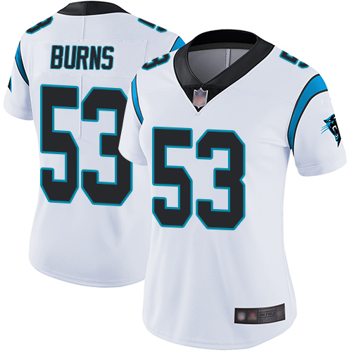 Personalized Panthers #53 Brian Burns White Women’s Stitched Football Untouchable Limited Jersey