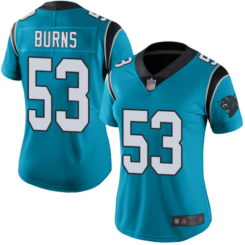Personalized Panthers #53 Brian Burns Blue Alternate Women’s Stitched Football Untouchable Limited Jersey