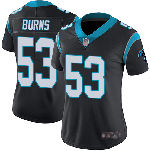 Personalized Panthers #53 Brian Burns Black Team Color Women’s Stitched Football Untouchable Limited Jersey