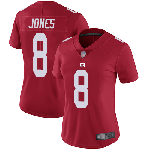 Personalized Giants #8 Daniel Jones Red Alternate Women’s Stitched Football Untouchable Limited Jersey