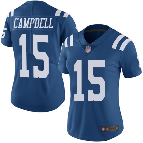 Personalized Colts #15 Parris Campbell Royal Blue Women’s Stitched Football Limited Rush Jersey