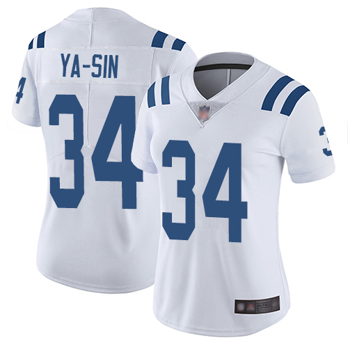 Personalized Colts #34 Rock Ya-Sin White Women’s Stitched Football Untouchable Limited Jersey