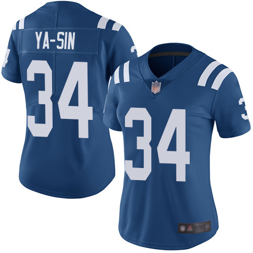 Personalized Colts #34 Rock Ya-Sin Royal Blue Team Color Women’s Stitched Football Untouchable Limited Jersey