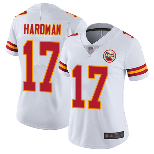 Personalized Chiefs #17 Mecole Hardman White Women’s Stitched Football Untouchable Limited Jersey
