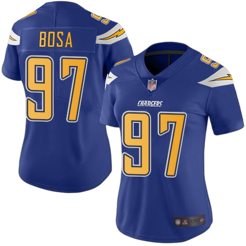 Personalized Chargers #97 Joey Bosa Electric Blue Women’s Stitched Football Limited Rush Jersey
