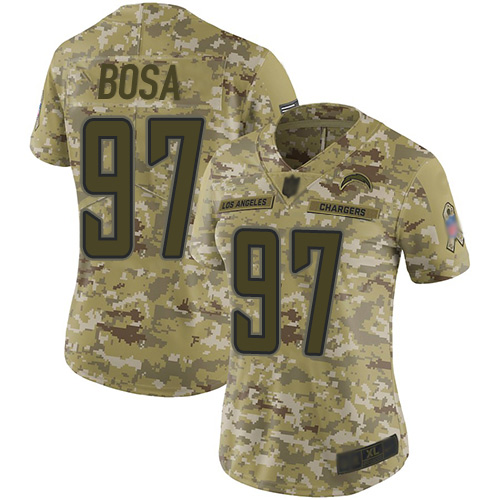 Personalized Chargers #97 Joey Bosa Camo Women’s Stitched Football Limited 2018 Salute to Service Jersey