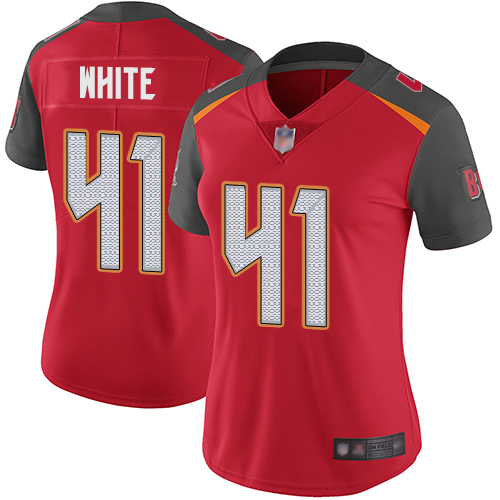 Personalized Buccaneers #41 Devin White Red Team Color Women’s Stitched Football Untouchable Limited Jersey