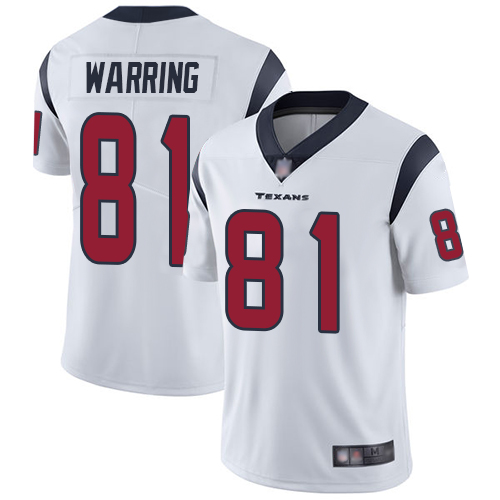 Personalized Texans #81 Kahale Warring White Men’s Stitched Football Untouchable Limited Jersey