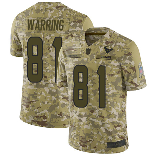 Personalized Texans #81 Kahale Warring Camo Men’s Stitched Football Limited 2018 Salute To Service Jersey