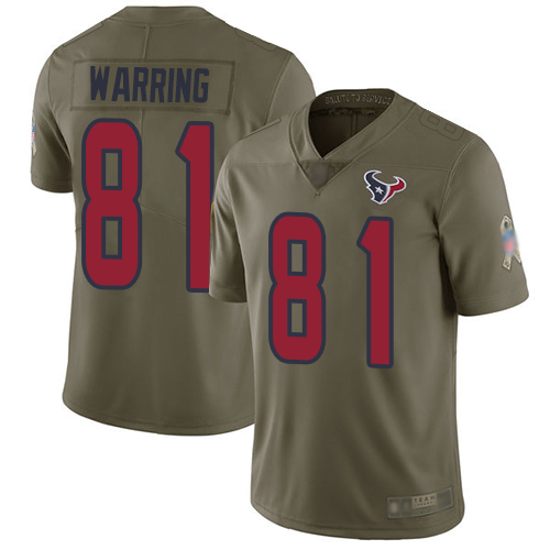 Personalized Texans #81 Kahale Warring Olive Men’s Stitched Football Limited 2017 Salute To Service Jersey