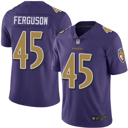 Personalized Ravens #45 Jaylon Ferguson Purple Men’s Stitched Football Limited Rush Jersey