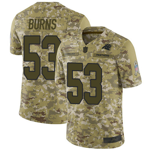 Personalized Panthers #53 Brian Burns Camo Men’s Stitched Football Limited 2018 Salute To Service Jersey