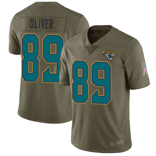 Personalized Jaguars #89 Josh Oliver Olive Men’s Stitched Football Limited 2017 Salute To Service Jersey