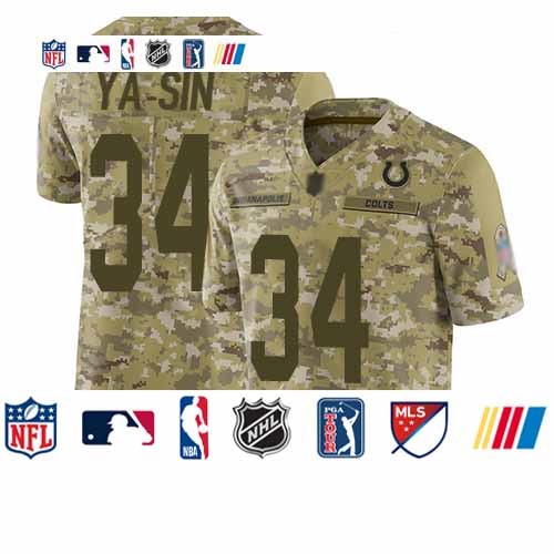 Personalized Colts #34 Rock Ya-Sin Camo Men’s Stitched Football Limited 2018 Salute To Service Jersey