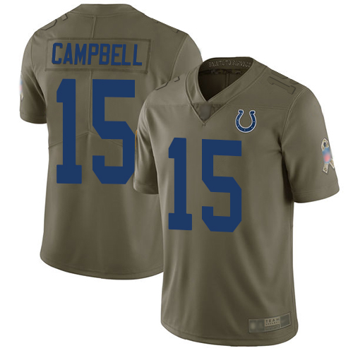 Personalized Colts #15 Parris Campbell Olive Men’s Stitched Football Limited 2017 Salute To Service Jersey