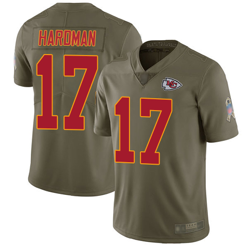 Personalized Chiefs #17 Mecole Hardman Olive Men’s Stitched Football Limited 2017 Salute to Service Jersey