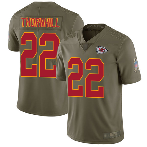 Personalized Chiefs #22 Juan Thornhill Olive Men’s Stitched Football Limited 2017 Salute to Service Jersey