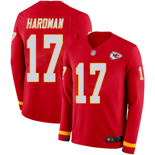 Personalized Chiefs #17 Mecole Hardman Red Team Color Men’s Stitched Football Limited Therma Long Sleeve Jersey