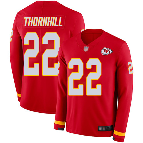 Personalized Chiefs #22 Juan Thornhill Red Team Color Men’s Stitched Football Limited Therma Long Sleeve Jersey