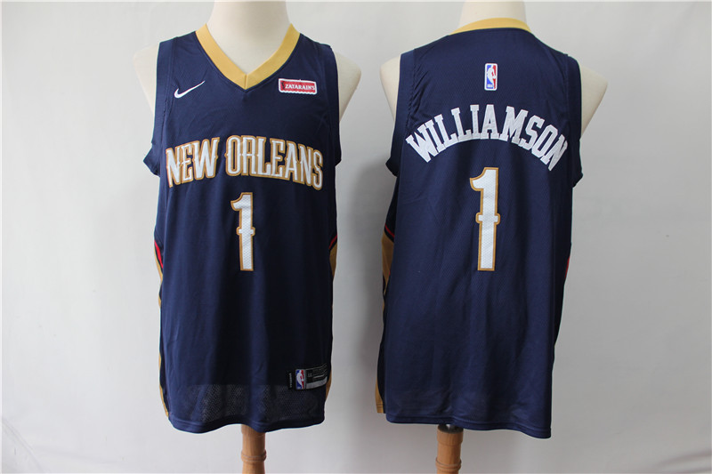 Personalized Pelicans 1 Zion Williamson Navy Swingman Jersey