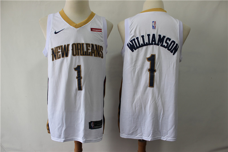 Personalized Pelicans 1 Zion Williamson White Swingman Jersey