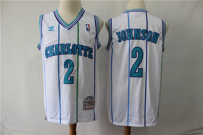 Personalized Hornets 2 Larry Johnson White 1992-93 Hardwood Classics Jersey