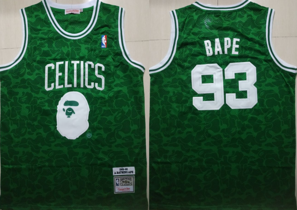 Personalized Celtics 93 Bape Green 1985-86 Hardwood Classics Jersey