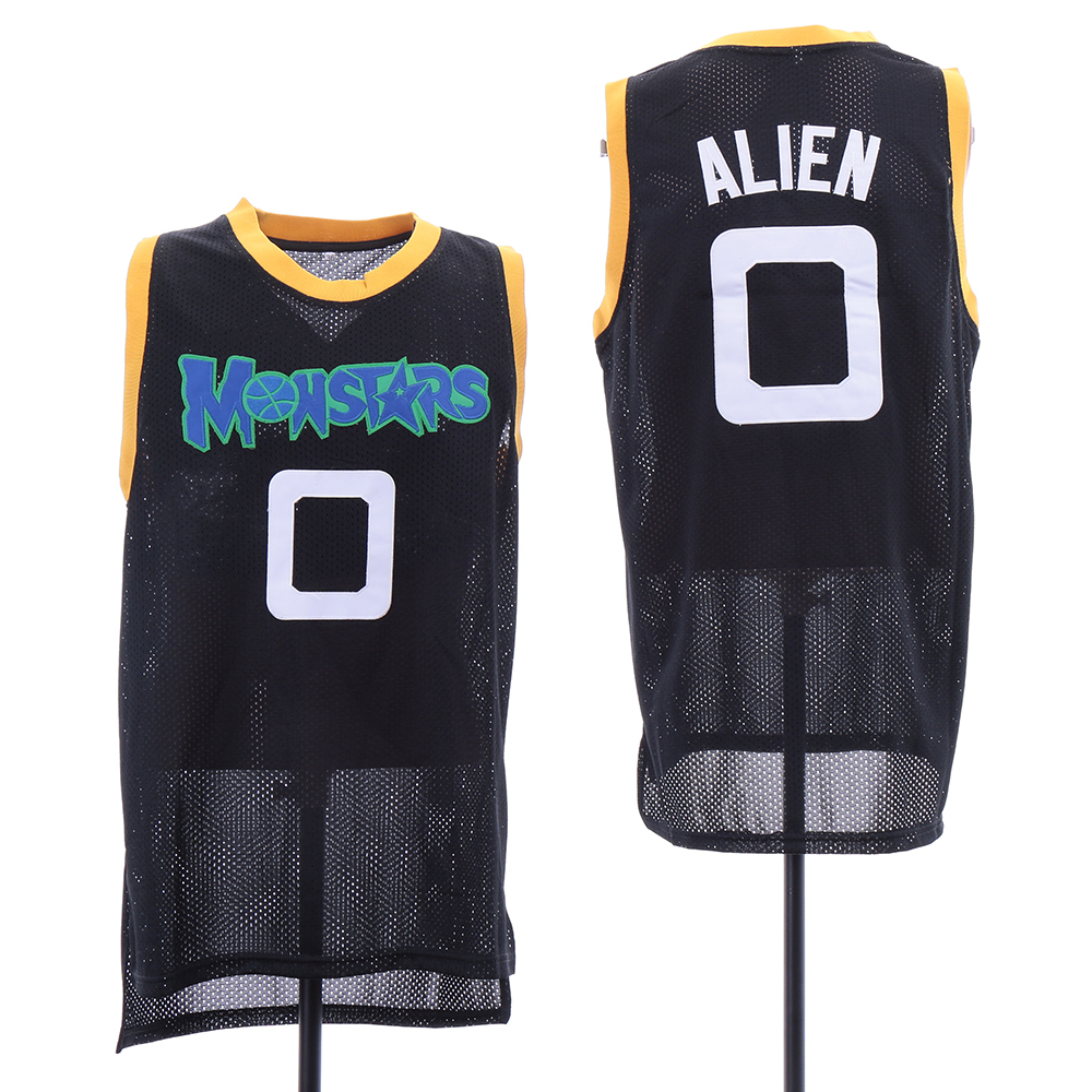 Personalized Monstars 0 Alien Black Space Jam Stitched Mesh Movie Jersey