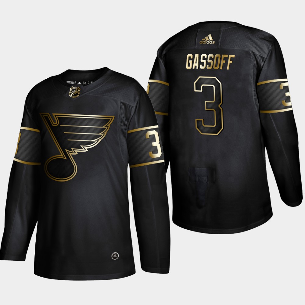 Personalized Blues 3 Bob Gassoff Black Gold Jersey