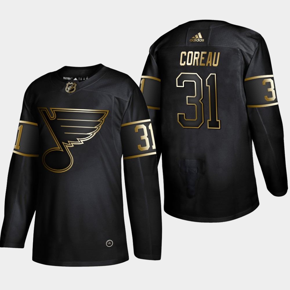 Personalized Blues 31 Jared Coreau Black Gold Jersey