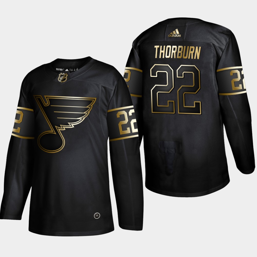 Personalized Blues 22 Chris Thorburn Black Gold Jersey