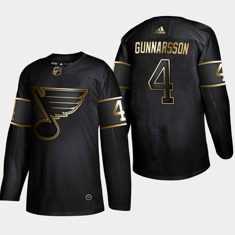 Personalized Blues 4 Carl Gunnarsson Black Gold Jersey