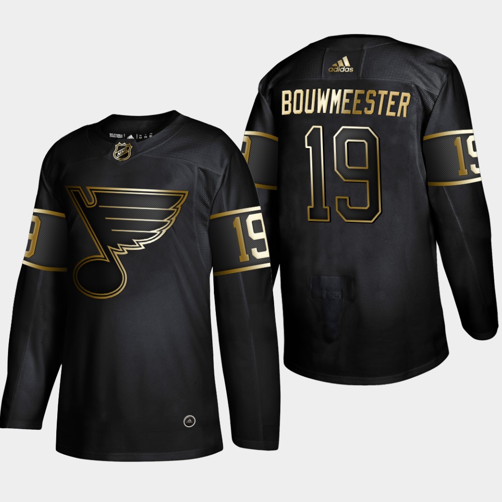 Personalized Blues 19 Jay Bouwmeester Black Gold Jersey