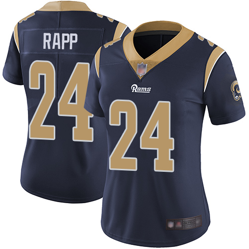 Personalized Rams #24 Taylor Rapp Navy Blue Team Color Women’s Stitched Football Untouchable Limited Jersey