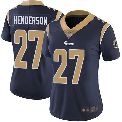 Personalized Rams #27 Darrell Henderson Navy Blue Team Color Women’s Stitched Football Untouchable Limited Jersey
