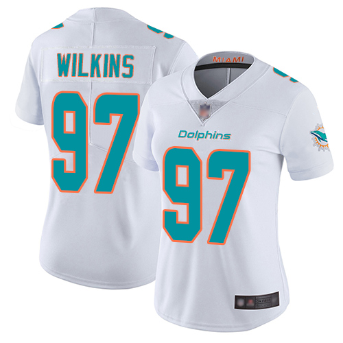 Personalized Dolphins #97 Christian Wilkins White Women’s Stitched Football Untouchable Limited Jersey